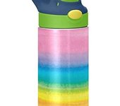 Botella de agua para niños con tapa de paja de acero inoxidable con aislamiento al vacío, taza de viaje con vaso de doble pared, taza térmica, cantimplora de metal