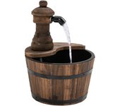 Outsunny Fuente de Agua de Madera Fuente de Jardín en Cascada con Bomba Eléctrica y Salida de Agua Ajustable para Decoración Patio Terraza 27x27x37 cm Natural