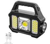 6 Gears Rechargeable Flashlight Waterproof Torch Light Portable Powerful Lantern Solar USB Charging for Outdoor Accessories