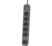 Philips Regletas CHP2164G - Regleta de 6 Enchufes, Cable de 1.5 Metros, Interruptor Principal, Cierre de Seguridad Automático, Indicador LED de Alimentación - Color Gris
