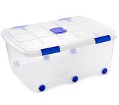 100L- Caja de ordenación de plástico extragrande Caja de almacenaje con tapa y ruedas - 60 x 80 x 33 cm