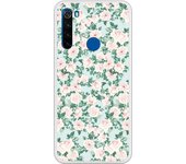 Funda compatible con Xiaomi Redmi Note 8T - Patron flores con fondo verde
