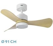 FABRILAMP Ventilador DC Zepelin 18W Blanco/Haya 3 Aspas - Flujo de Aire Óptimo