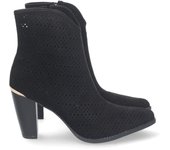 Davinia Shoes Botin de Tacon para Mujer, Comodos, de Punta Fina, con Calados, y Cierre de Cremallera, Primavera Verano 2023 Shoes&Blues.es Z-2231-Negro