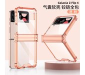 For Samsung Galaxy Z Flip 5 4 3 Case Colorful Transparent Folding Hinge Four Corner Shockproof Silicone Protection Hard Cover