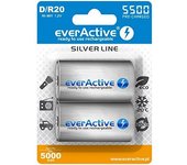 everActive Batería D 5500 mAh 2 unidades Ni-MH Mono R20 Recargable Línea Plata 1.2V 1 Blister Card