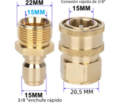 1 Pair Brass 3/8 Inch Quick Release Connector With M22 Thread 14&15mm Pin Adaptor For High Pressure Washer Hose And Outlet