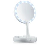 Espejo de maquillaje con luz LED para escritorio, espejo con aumento de 1X 10X, USB o Baterías, espejo plegable para viaje