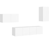Mueble TV combinadoSet de muebles de salón TV 4 piezas madera de ingeniería blanco
