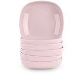 Plastic Forte - Juego de 6 Platos Stilo Cuadrados 15 cm Reutilizables. Ideal Fiestas. Rosa