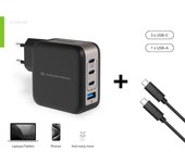 Cargador de pared conceptronic althea18b 100w 3x usb tipo c 1x usb tipo a