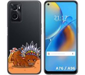 Funda Silicona Transparente para Oppo A76 / A96 diseño Bufalo Dibujos