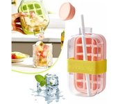 Cubitera 2 en 1 sin contacto, con tapa y recipiente, ideal para el verano, bandeja vertical fácil de abrir para café y zumo congelados (blanco, 800 ml)