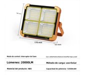 Luces Solares Al Aire Libre Recargable Luz de Inundación Solar Reflector LED Proyector Recargable Proyector Lámpara de La Construcción