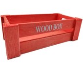Tradineur - Caja de madera con asas "Wood Box" - Almacenamiento y organización - Caja Multiusos, Decoración, Herramientas, cocina, etc. - 22 x 12 x 7 cm - Color Rojo