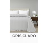 Colcha Bouti Gris Claro Lavada Lisa | Ropa de Cama de Verano | Tacto Suave | Diseño Moderno y Decorativo | Microfibra de Calidad.