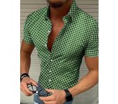 Camisa de talla europea para hombre, camisa de manga corta para hombre, top con estampado de lunares