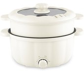 DAM. Olla eléctrica vaporera multifunción. Tres temperaturas, 2.5L doble nivel. Hot pot, salteado, cocina al vapor, etc. 28,5x22x23cm