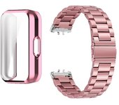 TPU Case+Metal Strap For Samsung Galaxy Fit 3 Full Protective Screen Soft Case For Samsung Galaxy Fit3 Stainless Steel Wristband