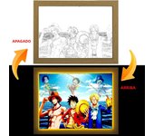 Anime Figure One Piece Light Painting Photo Frame Zoro Luffy Led Night Light Birthday Bedroom Decor Christmas Gifts Moon Lamp