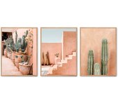 Set de 3 cuadros calidad premium con marco de madera - 30x40 cm o 50x70 cm - POSTER LAB