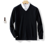 Men's Wool Warm Pullovers Sweater V-Neck Knit Winter Fit Tops Male Cashmere Knitwear Jumpers Bottoming Shirt Plus Size 5XL