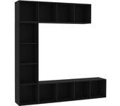 vidaXL Mueble de TV y librería 3 piezas 180x30x180 cm Blanco, Negro, Roble Sonoma Mueble Almacenaje Estantería para Oficina, Estudio, Dormitorio Estantería/Librería/ mueble de Almacenamiento