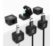 HABITUX - (6 PCS) Clips Magnéticos Organizador de Cables | Sujeta Cables Adhesivo Mejorado | Organizador cables mesa escritorio, HDMI, USB, Audio, TV - Soporte para Hogar y Oficina, Negro