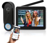 TMEZON WiFi Video Door Phone,Wireless Video Intercom Kit Video Door Phone 7 Inch Touch Screen,IP55 1080P Camera Doorbell with Re