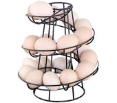 Soporte para huevos en espiral, soporte para huevos independiente, estante dispensador en espiral, organizador de almacenamiento de huevos, cesta con base antideslizante para cocina, negro