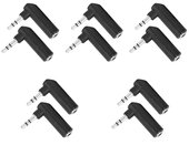 10Pcs 90 Degrees 3.5mm Male to 3.5mm Female Adapter Connector for Stereo Headphone Earphone