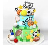 37 PCS Sports Cake Toppers Sports Cake Decoration with Soccer Football Baseball Basketball Tennis Golf for Boys Men Sports Theme