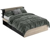 Cama matrimonio Life en color roble Kronberg y negro mate con cabecero y 2 cajones 135/140x190/200 cm