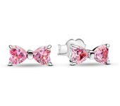 Pendientes Pandora de plata de ley con circonita cúbica, color rosa, 293505C01, rosa, plata de ley, circonita cúbica，Incluye Caja Original