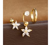 3PCS Gold Color Heart Moon Crown Cross Earrings Set for Women Stainless Steel Pendant Cartilage Piercing Earring Winter Jewelry