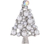 Verde Árbol de Navidad Broche Mujer Rhinestone Plata