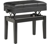 HOMCOM Banco para piano, taburete para piano de altura regulable con espacio de almacenamiento oculto, banco para piano con cojín de cuero, negro, 63 x 35 x 46-56 cm