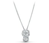 Inmaculada Romero Gargantilla Oro Blanco 18k Mujer Colgante Circonitas Dos Cuadrados 15mm