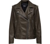 Chaqueta biker Only Numa marrón chocolate polipiel de mujer
