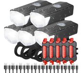 Bike Light Set Bicycle Headlight Taillight Rechargeable Front and Rear Set MTB Bike Flashlight Cycling Lamp Bicycle Accessories