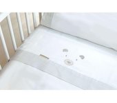 SÁBANAS CORALINA BURRITO BLANCO CUNA 60X120 BORDADAS MODELO 918 GRIS