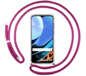 Tumundosmartphone Funda Colgante Transparente para Xiaomi Redmi 9T con Cordon Rosa Fucsia