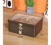 Iron Box with Lock and Key Desktop Storage Box Retro Tinplate Cosmetics ID Storage Household Jewelry Storage Empty Box