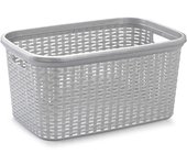 Cesta Colada Rectangular de plástico - Cesta de Rattan Rectangular - Capacidad de 35 litros - Estilo Mimbre - Cesta de ropa, Ideal para Baño, Lavandería y Dormitorio - 53,5 x 36 x 26,5 cm -