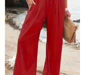 Spring and summer new women's casual pants solid color comfortable mid waist pants for women