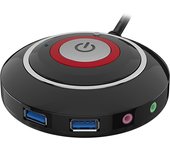 Teucer  Desktop Computer Power Switch Button With Dual USB Audio PC Host External Start Button Paste Type Swich