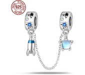 Real S925 Sterling Silver Safety Chain-Classic Cross Pendant For Original Pandora Bracelet For Women Birthday Fine Jewelry Gift