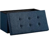 Puff Almacenaje, Baúl de Almacenaje Plegable, Taburete Reposapiés, Banco de Cubo, Soporta hasta 300 kg, para Sala de Estar, Dormitorio, Entrada .Baúl Puff Taburete de Almacenamiento otomano, Taburete de Lino, reposapiés para Asiento (cajon-001 2190 D7)