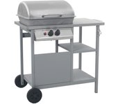 vidaXL Barbacoa Portátil Gas Mesita 3 Estantes Acero Plata BBQ Parrilla Color Negro y plateado,  Negro,  Plateado y mas