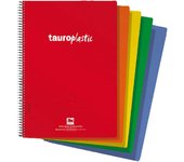 Tauro Pack de 8 Cuadernos A4 Cuadriculados - 80 Hojas, Espiral, Tapa Plastificada en Polipropileno - Papel de 90g - Variedad de Colores